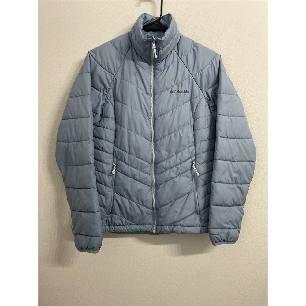 Columbia Puffer Jacket Womens Small Blue Full Zip Mock Neck Thermal Insulation - Picture 2 of 6